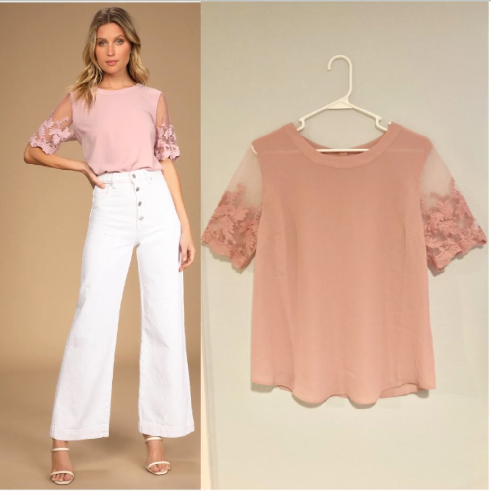 Lulus: Lisa Marie Mauve Pink Embroidered Top Medium NWOT